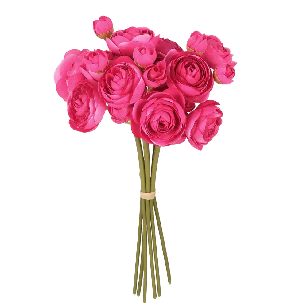 Tejesa 12 pcs Ranunculus Artificial Flower DIY Bouquet Bulk Fake Flowers Wedding Arrangements Bridal Shower Decor Home Room Decorations
