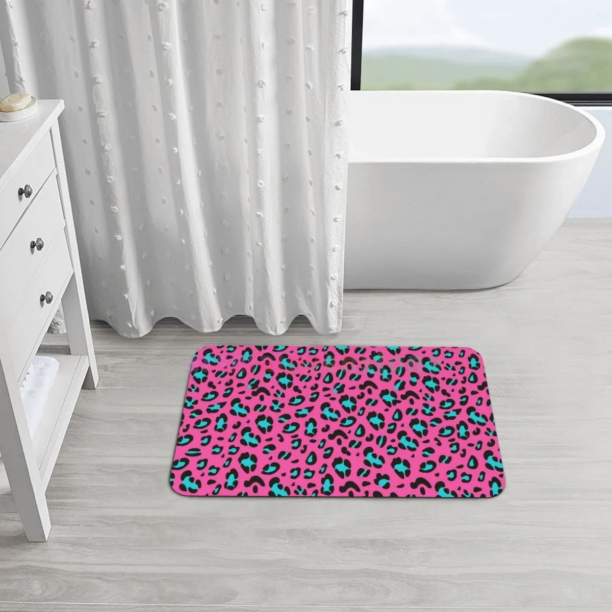 Leopard Print Diatom mud cushion absorbent quick drying mat bathroom door mat toilet diatomaceous earth non-slip foot mat