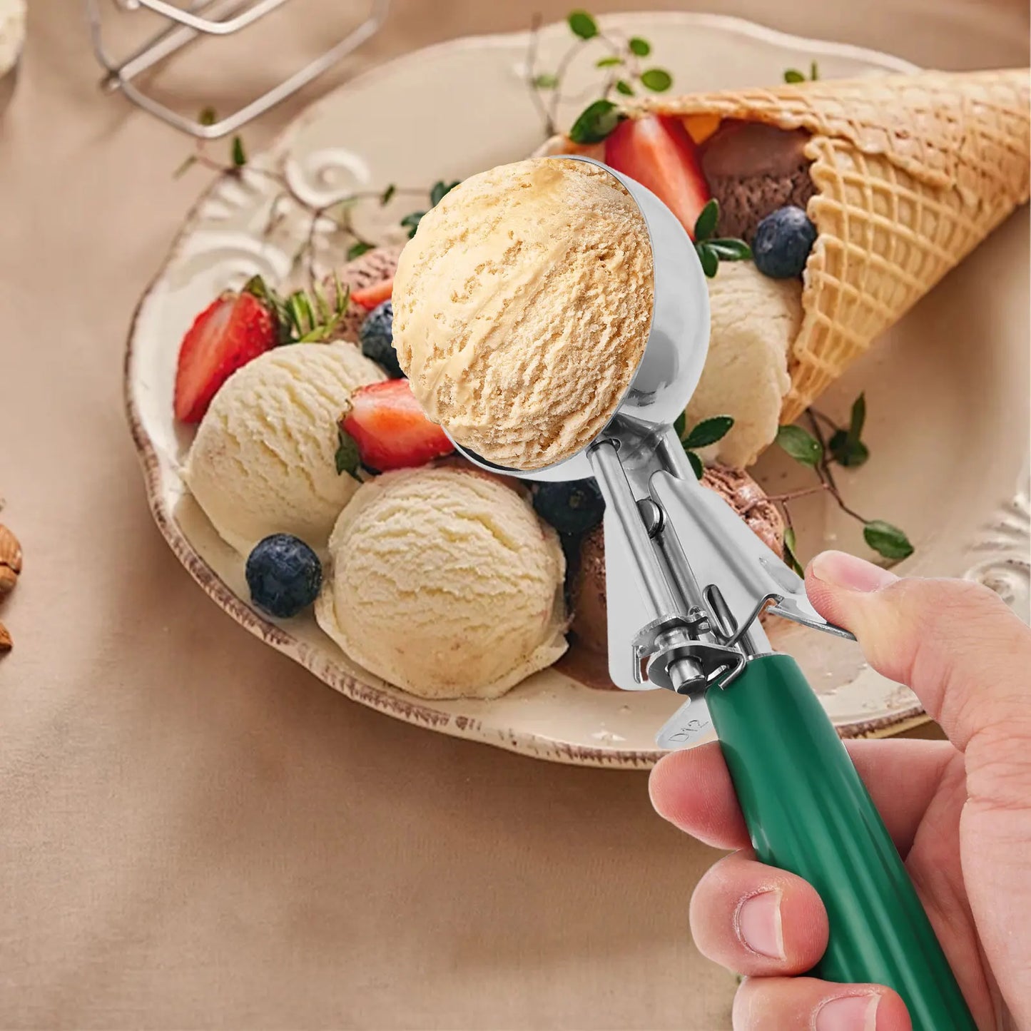 Tejesa 3/2Pcs Ice Cream Scoop Stainless Steel Multifunctional Round Ball Spoon Melon Ball Cookie Dough Scoop Cook Portion Control Scoop