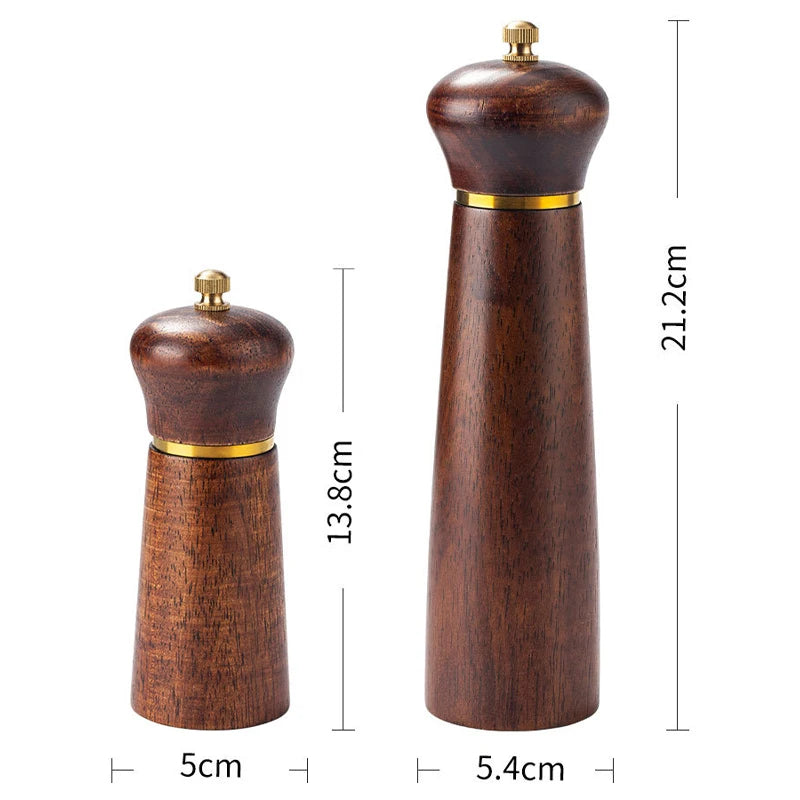 Tejesa Wooden Pepper Mills Salt and Pepper Grinder 5/8 Inch Spice Pepper Grinder with Adjustable Ceramic Handheld Herb Seasoning Mills
