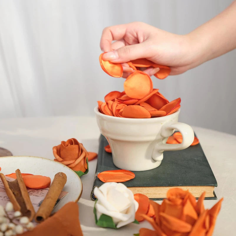 100pcs/bag Orange Silk Satin Rose Petals Artfical Flowers Wedding Decor Throwing Petals Marriage Accessories