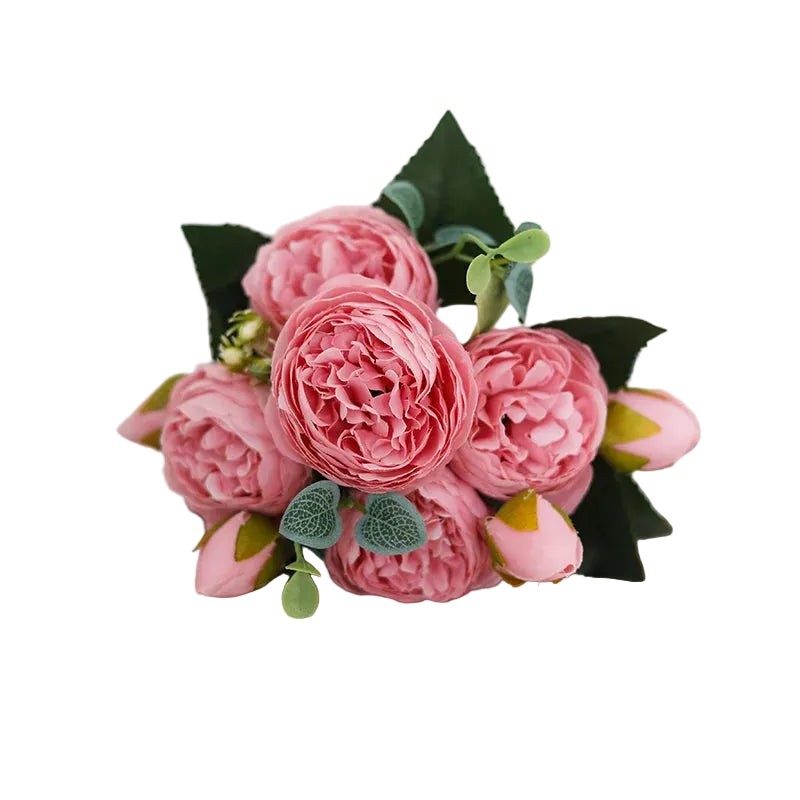 Tejesa 3 Pcs  Peony Artificial Flower Exquisite Wedding Bridal Party Bouquets Home Vase Accessories Fake Christmas Table Garden Backdrop Decor