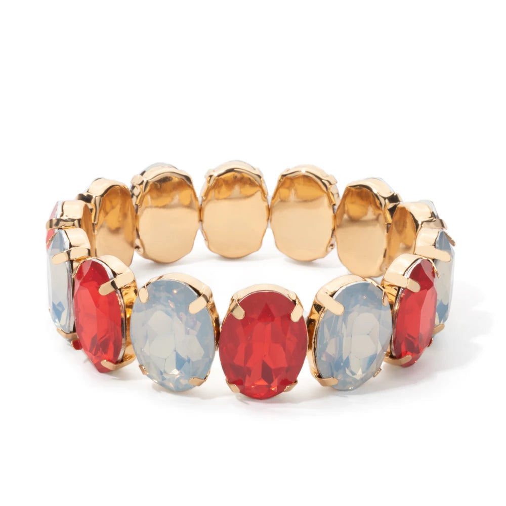 Tejesa  Zirconia Bangle For Women Gold Color Copper Crystal Bracelets Elastic Hand Accessory