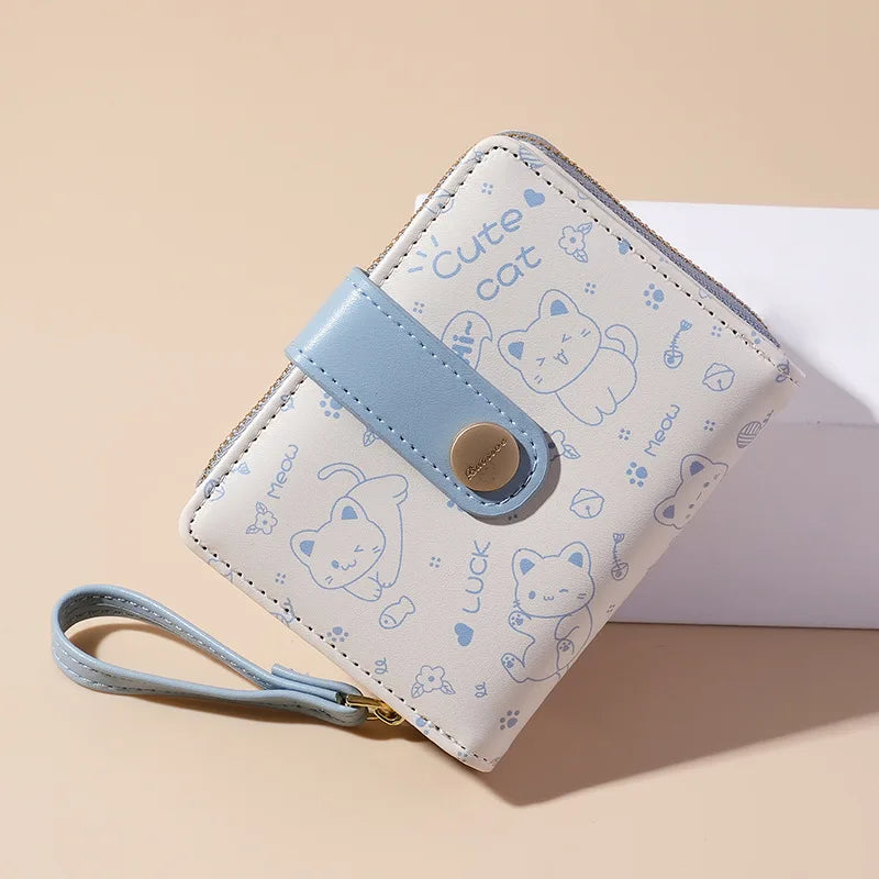 Cat Wallets Fashion Cute Cartoons Luxury Women'S Small Wallet Leather Short Card Hold Package Female Wallet Coin Purse For Women