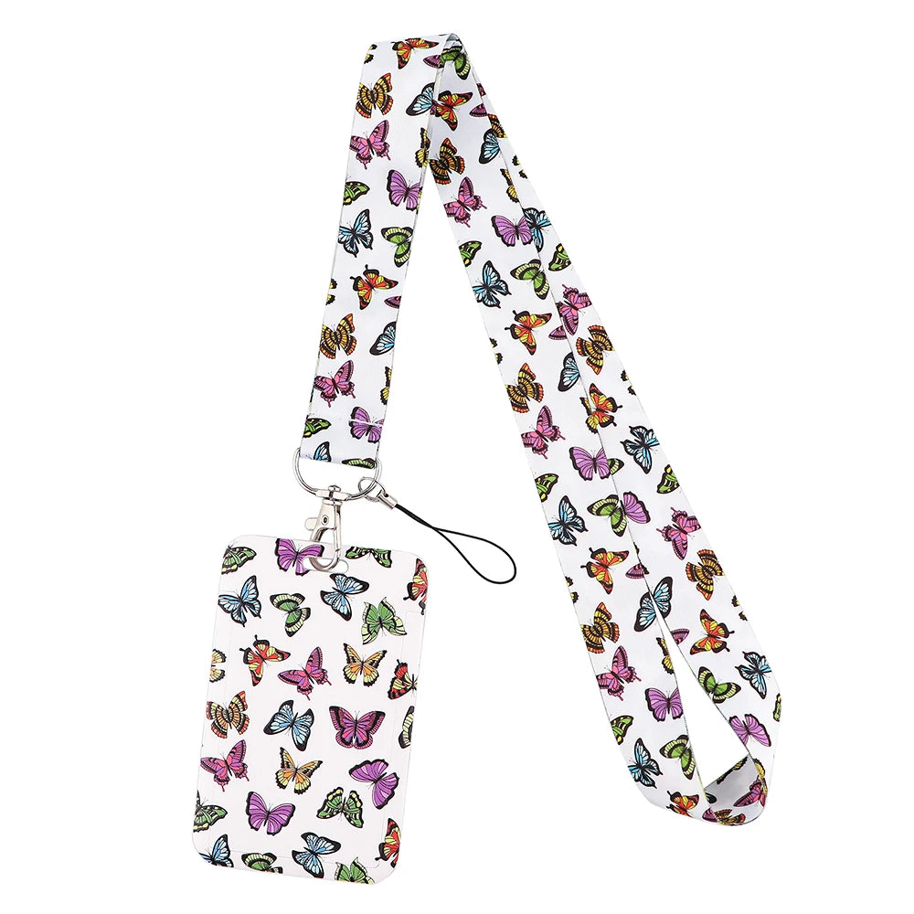 Tejesa Butterfly Lanyard Business Credit Card Holder Neck Strap Keychain Hang Rope ID Badge Holder Lariat Lasso