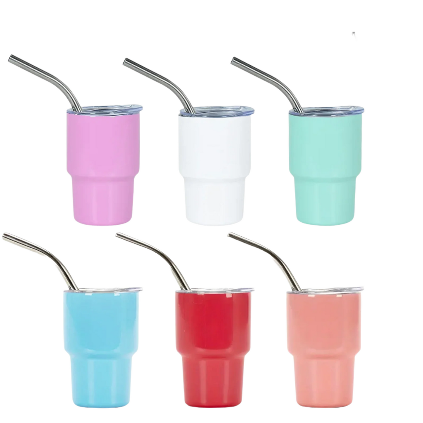 Hemasa 6pcs/Set Mini Tumbler Shot Glass 3oz Tumbler Shot Glasses With Lid And Straw Double Wall Vacuum Sealed Stainless Steel Tumbler