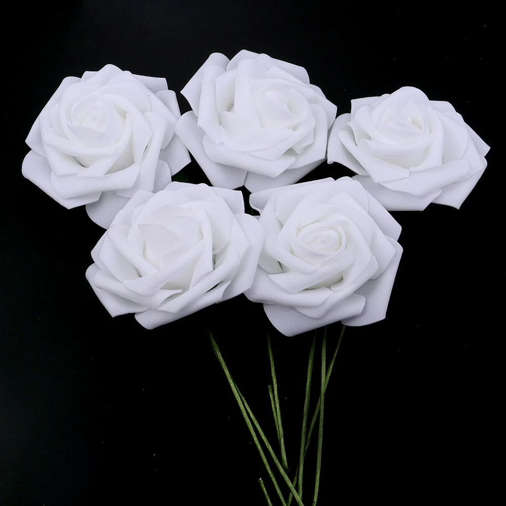 Tejesa 5/10/20Pcs Artificial Foam Rose Flowers 7.5cm PE Simulation Roses Fake Flower Bouquet for DIY Home Wedding Party Dceor Material