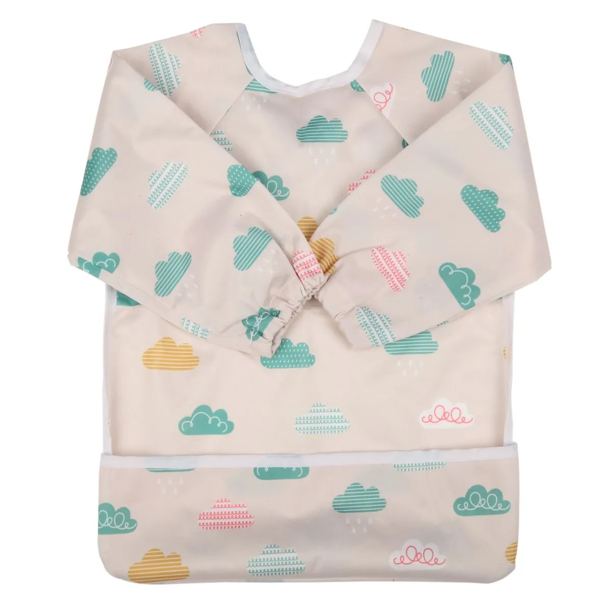 [Sigzagor] 1 Baby Bib Feeding Waterproof Long Sleeve Shirt Toddler Painting Drawing With Pocket 1-3 years old