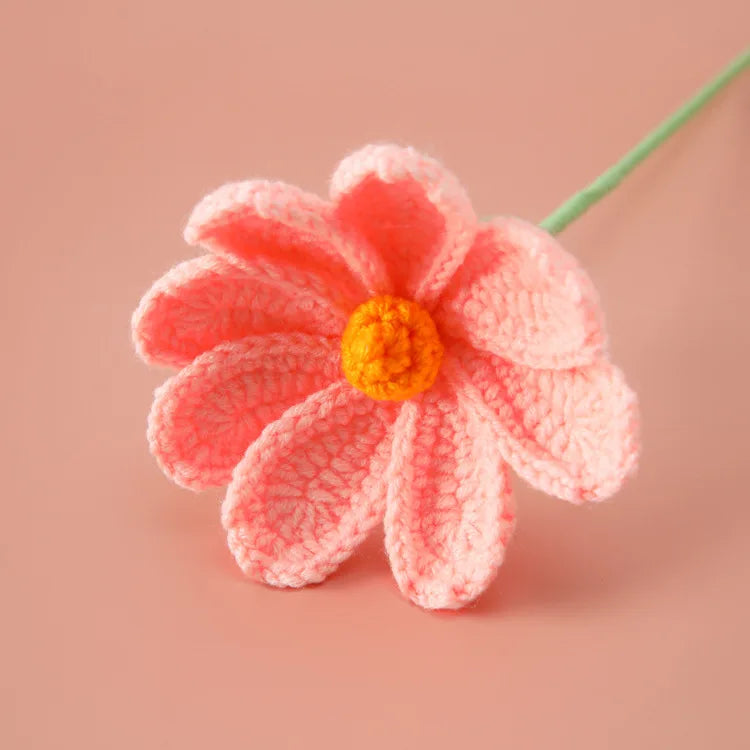 Hemasa 3Pcs  Crochet Bouquet  Knitted  Flowers for Wedding /Artificial Flower Knitting Bouquet Home Decor