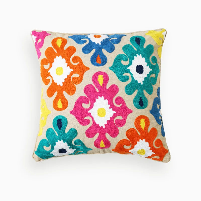 Nordic Ethnic Style Cushion Cover Cotton Moroccan Handmade Embroidery Cotton Tassel Throw Pillow Cover Living Room Home Decor