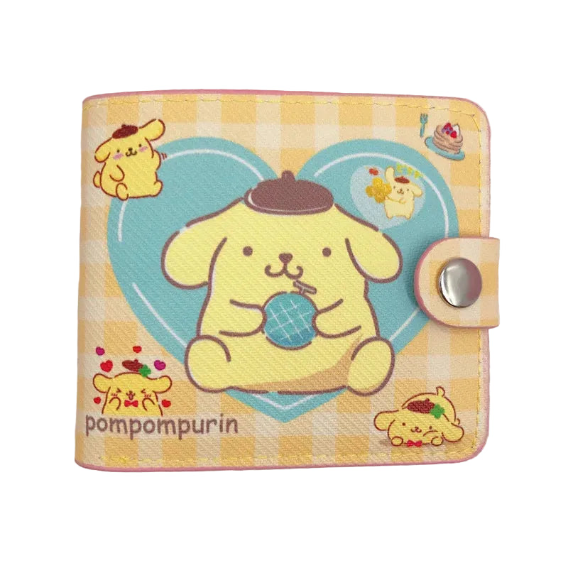 Tejesa New Hello Kitty Cinnamoroll My Melody Kuromi Pu Casual Money Bag Coin Purse Card package Wallet With Button ﻿Girl Christmas gift