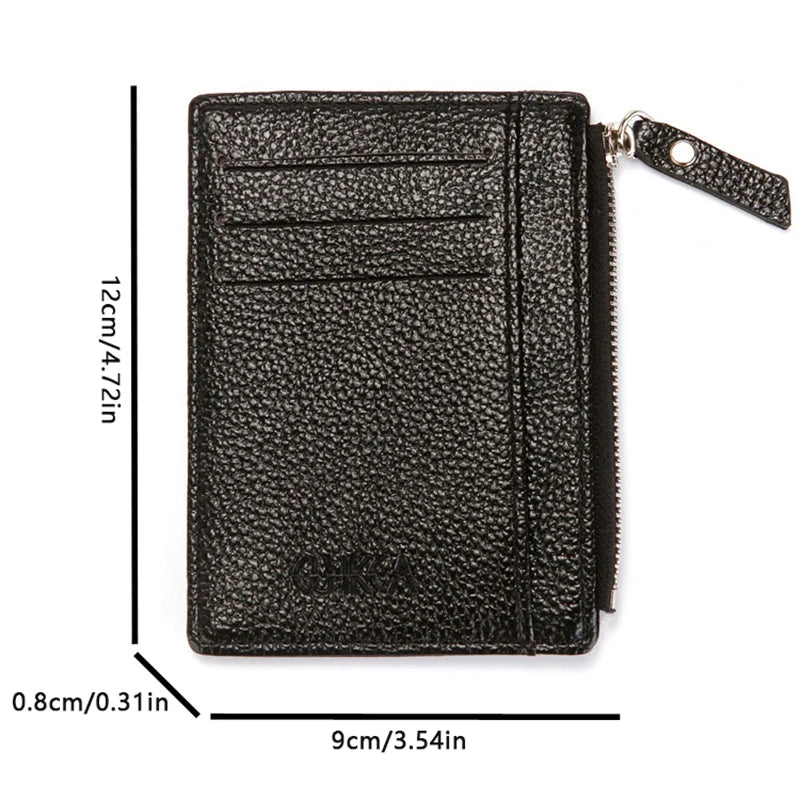 Pu Leather Card Holder Credit Card Wallet Mini Slim Wallet Card & Id Holders Man Business Zipper Coin Purse