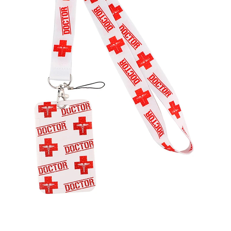Dentist Doctor Nurse Cartoon Credential Neck Strap Lanyards Keychain ID Card Pass Hang Rope Lariat Key Chain Ring Badge Holder