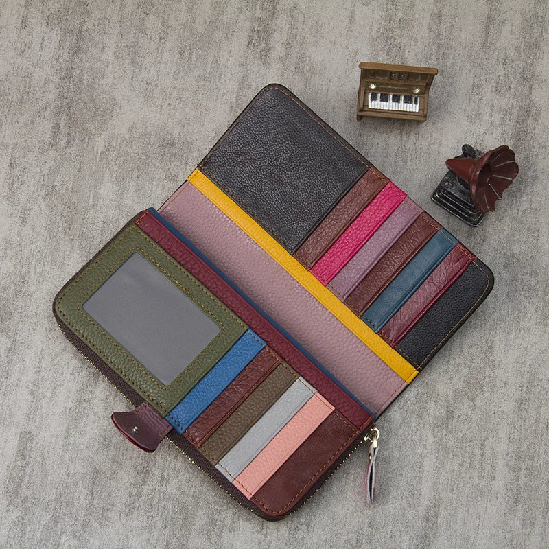 Hemasa  Women's Casual Wallet Single Pull Buckle Patchwork Card Holder Bank Zipper