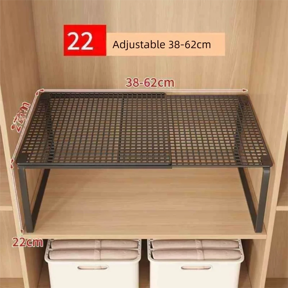 DIY Metal Closet Shelf Adjustable   Wardrobe Organizer Expandable Retractable Stackable Shelves Bathroom