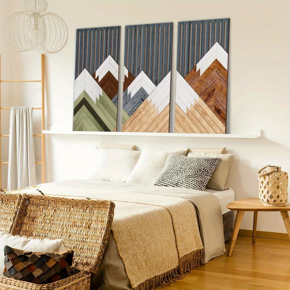 Hemasa 3pcs Boho style Hollow Wood Retro Rustic Leaf Pattern Wall Hanging Art Living Room Bedroom Wall Hanging Home Decoration