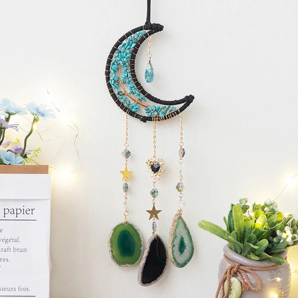7 Chakra Gemstones Tree Of Life Dream Catchers  Natural Agate Bedroom Wall Hanging Crystal Dream Catcher Home Craft Decorations