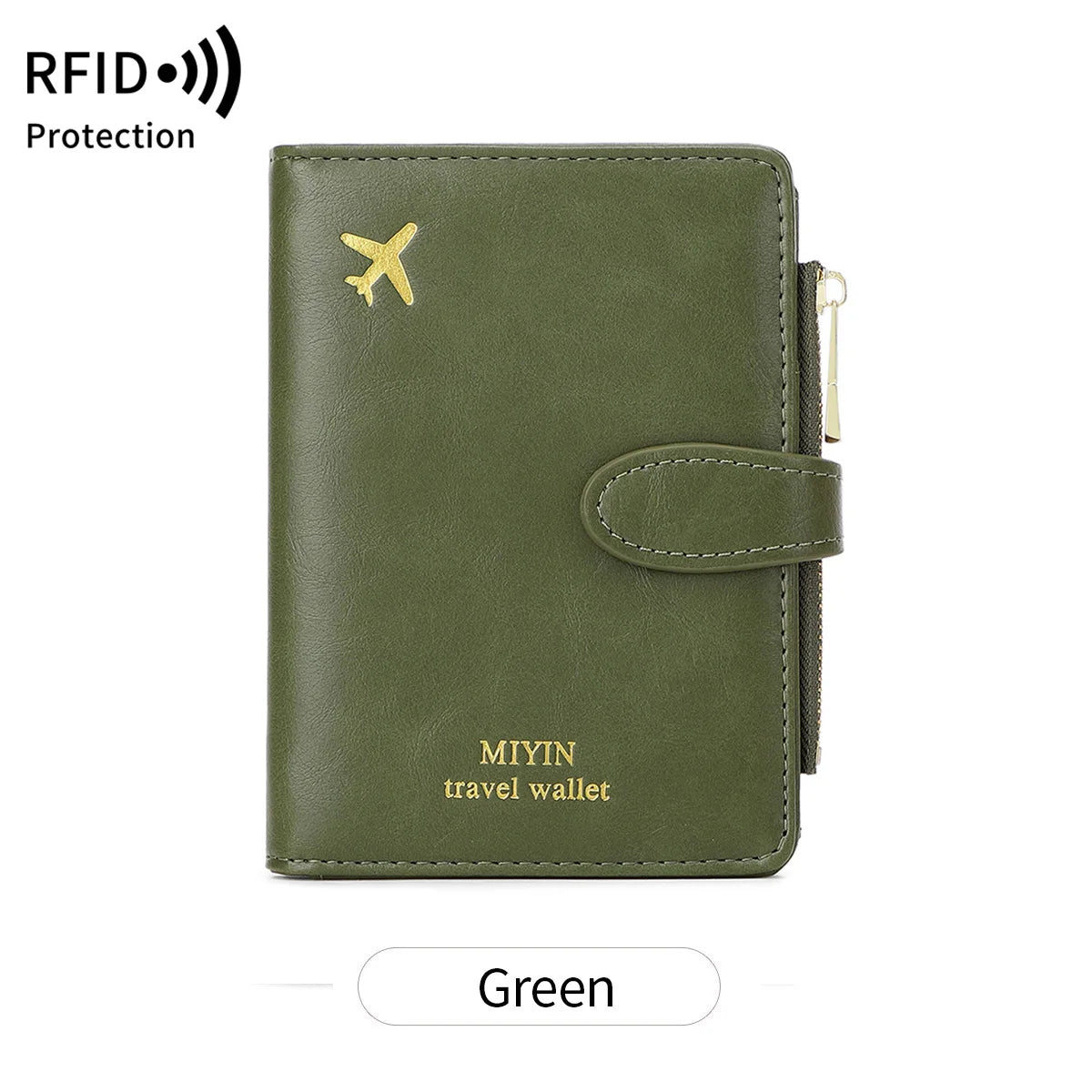 Hemasa Multi functional RFID anti-theft brush passport bag fashionable multi card slot passport clip PU leather large capacity wallet