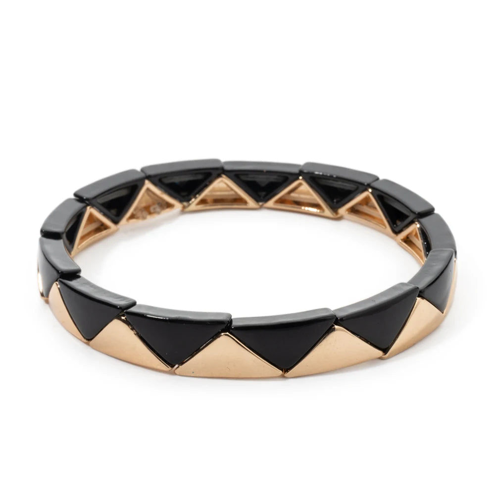 Tejesa 6.5x13mm Colorful  Triangle Enamel Elastic Beads Bracelets For Women/Girls