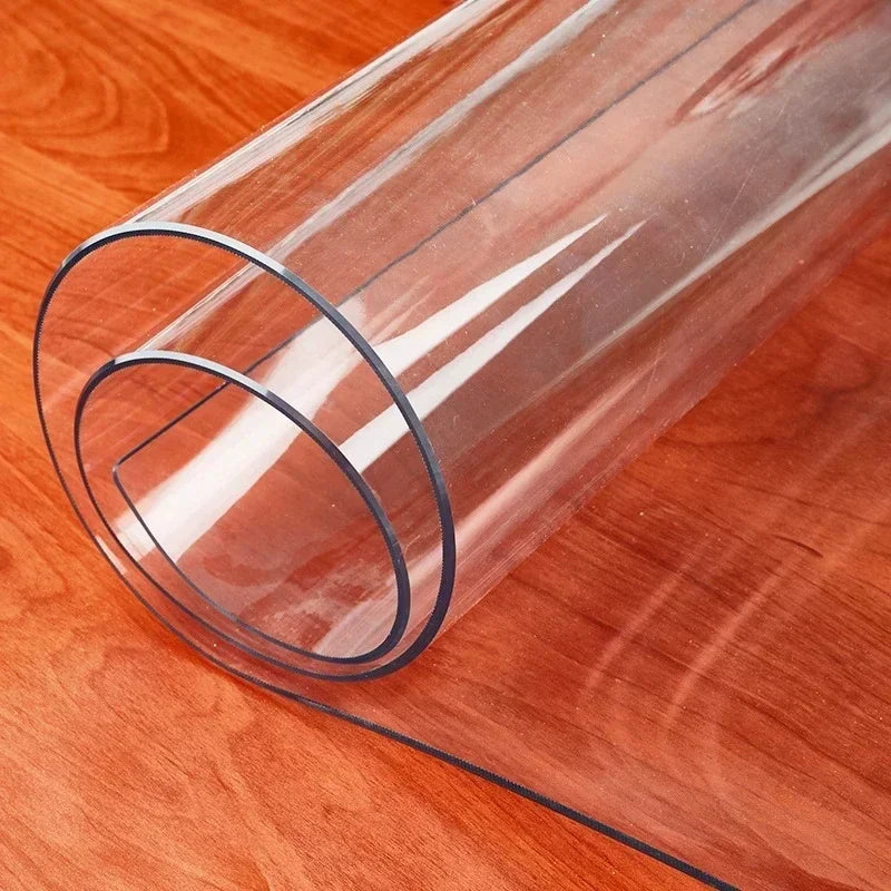 1mm Soft Glass Table Mat PVC Transparent Tablecloth Waterproof Oilproof Rectangular Table Cover Pad Kitchen Table Mat