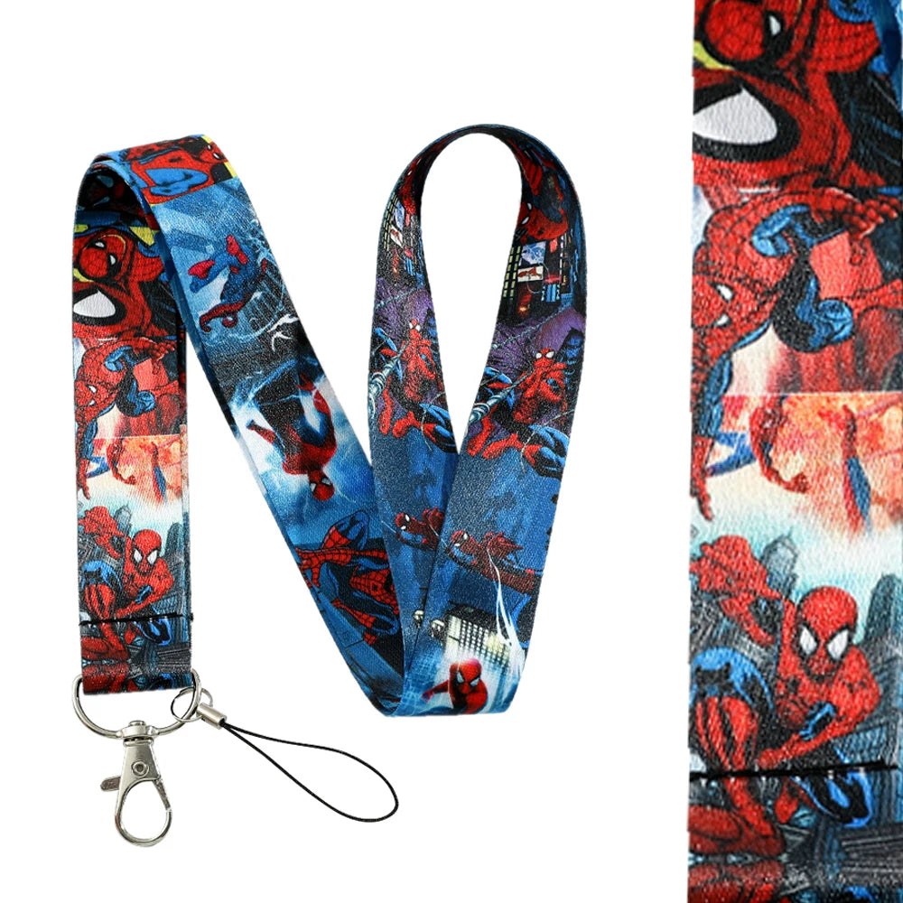 Disney Marvel Spiderman Neck Phone Strap Lanyard Keychain for Wallet Charm Cartoon Lariat Student Chain Anti-lost Decoration