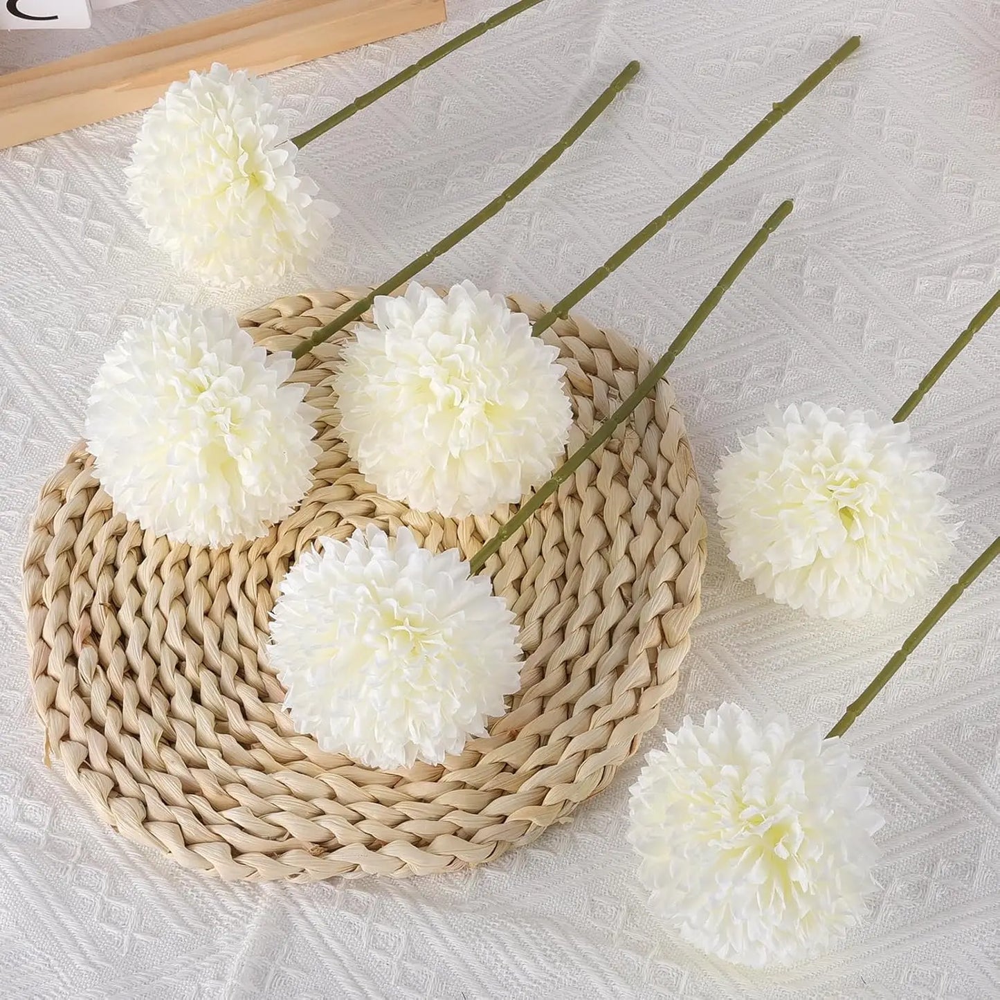 Tejesa 10 Pcs Artificial Flowers Faux Ball Chrysanthemum Bouquet Silk Wedding Bridal Bouquet For Home Garden Party Decoration