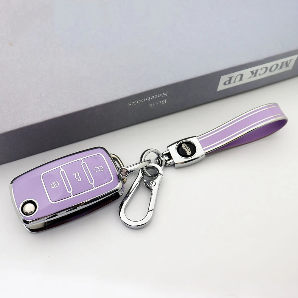 For VW Golf Polo Bora Beetle Tiguan for SKODA Fabia Superb for SEAT Leon Toledo Altea Ibiza TPU Remote Key Fob Case Cover