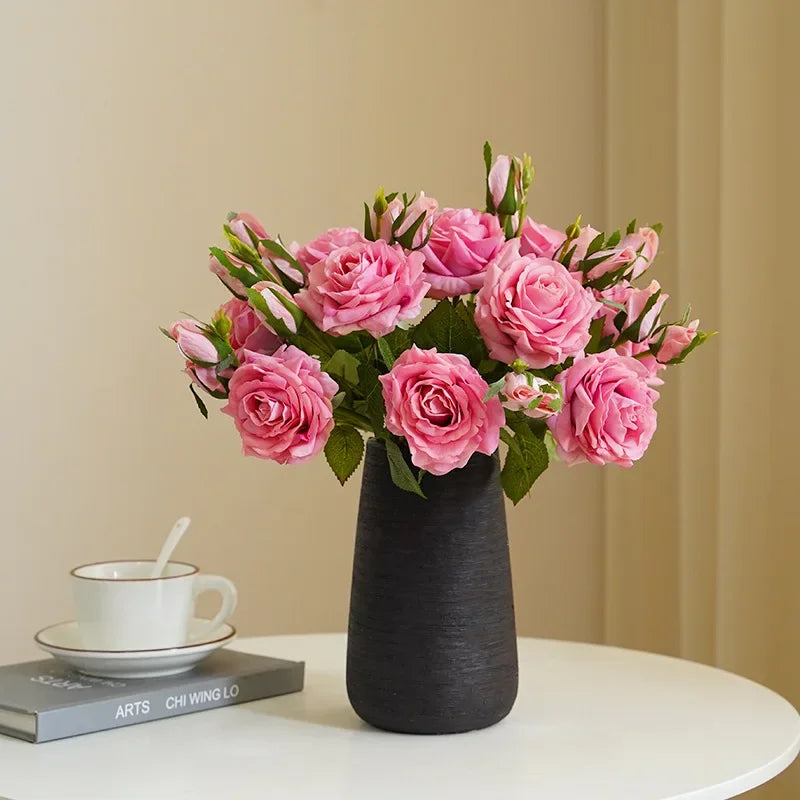 10Pcs High-end Moisturizing Rose Artificial Flowers Luxury Home Decoration Fake Roses Bridal Bouquet Wedding Party Decor Florals