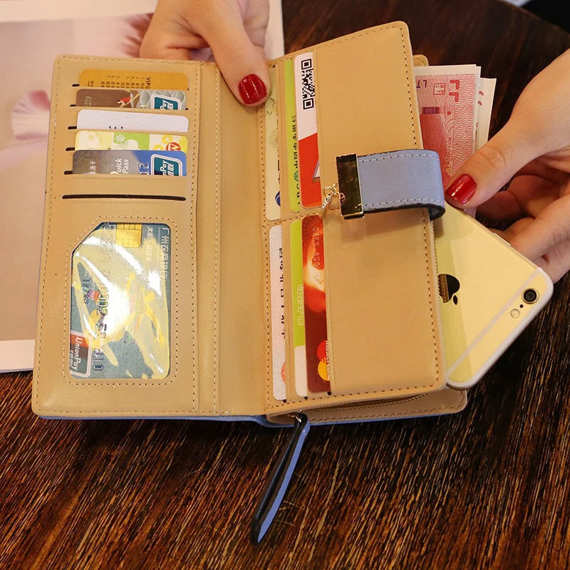 Hemasa Women Wallet PU Leather Purse Long  Wallet Gold Hollow Leaves For Women /Coin Purse/ Card Holders /Clutch
