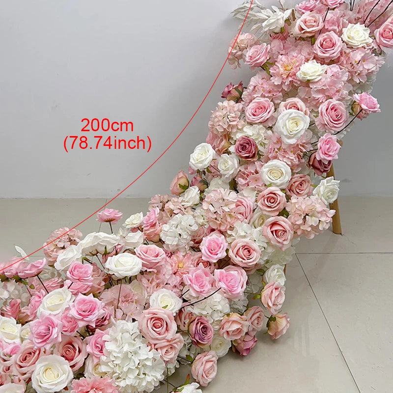 White Blue Rose Flower Row Decor Wedding Backdrop Arch Frame Banquet Aisle Floral Ball Birthday Party Event Props Window Display