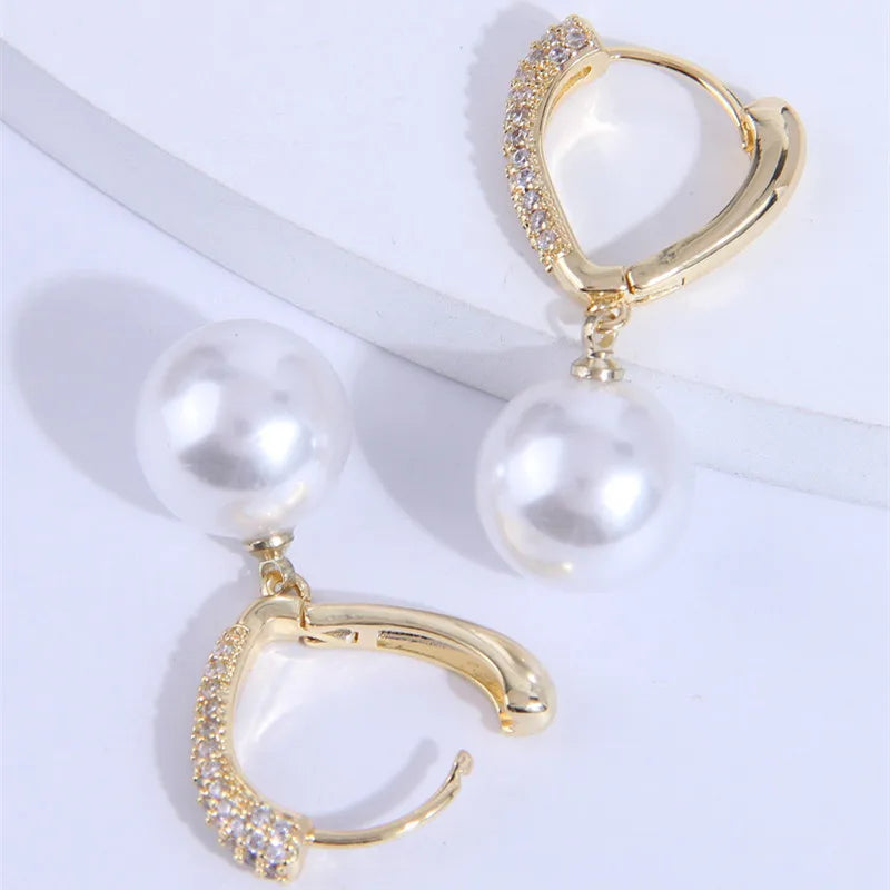 Hemasa Cubic Zirconia Pearl   Earrings For Women