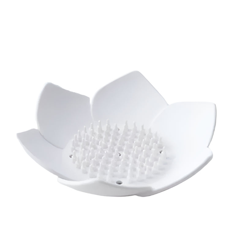 Hemasa Soap Box Lotus Shape Non-slip Portable Silicone for Draining Soap Tray Draining Soap Dish Bathroom