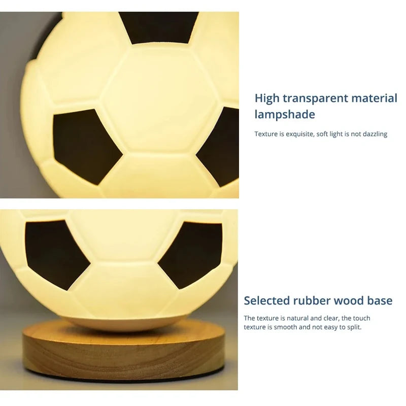 1/2 Pcs Football Night Light 3D Soccer Table Lamp Wooden Stand USB LED Bedside Decoration Illumination kids gifts Soccer Lover