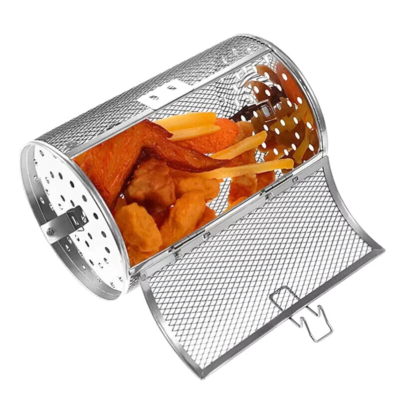 Tejesa Stainless Steel Grill Rotisserie Oven For Kitchen Fry Basket Coffee Bean Grilled Cage Drum Rack Air Fryer Accessories Universal