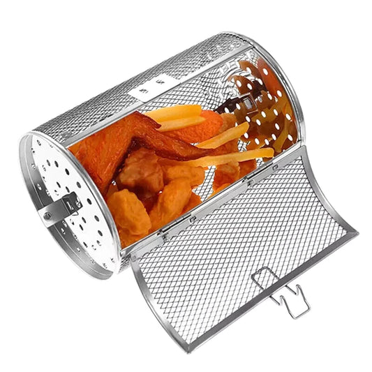 Tejesa Stainless Steel Grill Rotisserie Oven For Kitchen Fry Basket Coffee Bean Grilled Cage Drum Rack Air Fryer Accessories Universal