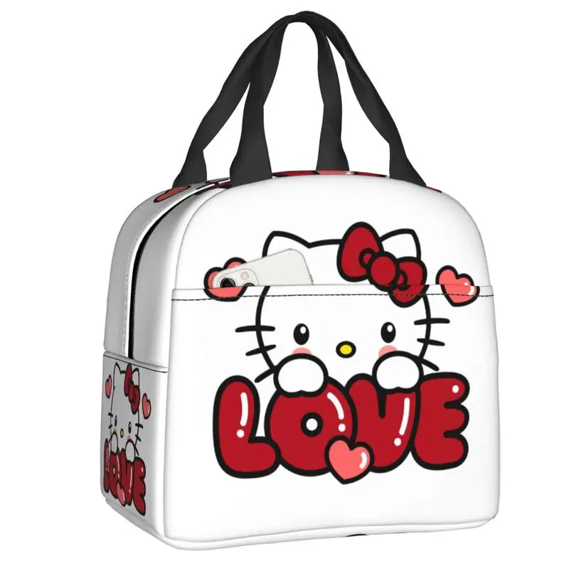 Hemasa  Hello Kitty Cat Lunch Bag Leakproof Cooler Thermal Insulated Bento Box For Women Kids Picnic Travel Food Tote Bags