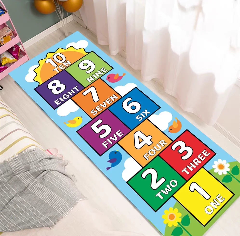 Tejesa Children's Room Kindergarten Cartoon Game Jumping House Grid Carpet Bedroom Bedside Carpet Girls' Puzzle Anti slip Floor Mat