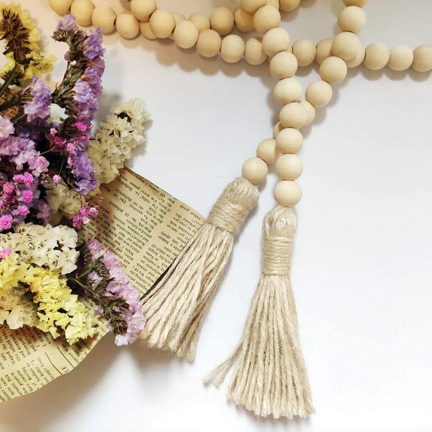 Wood Bead Rattan Macrame DIY Rustic Tassel Country Wall Hanging Garlands Kits Tassels Boho Gift Natural Style Home Decoration
