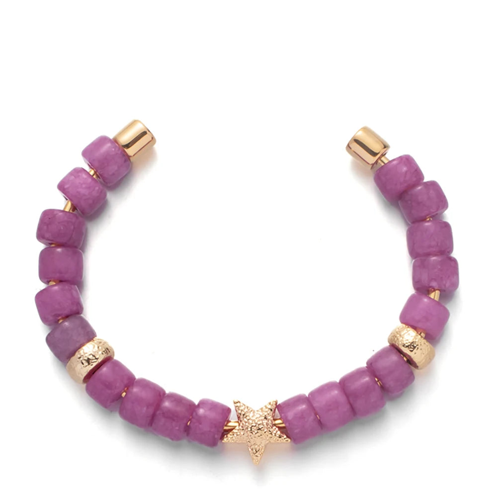 Tejesa Colorful  Natural Stone Cuff Bangle Bracelets For Women