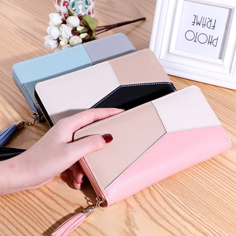 Heamsa  Zipper Coin Purse Lady Long Short Purses Handbags Women Clutch Cards Holder PU Leather Moneybag Billfold Wallet