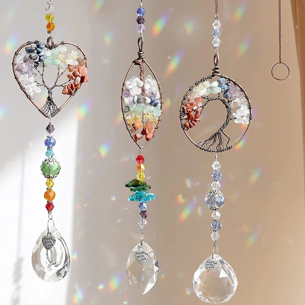 Crystal Sun Catcher Lotus Hanging Suncatcher Rainbow Maker Chakra Light Catcher Stained Glass Window Outdoor Garden Decoration