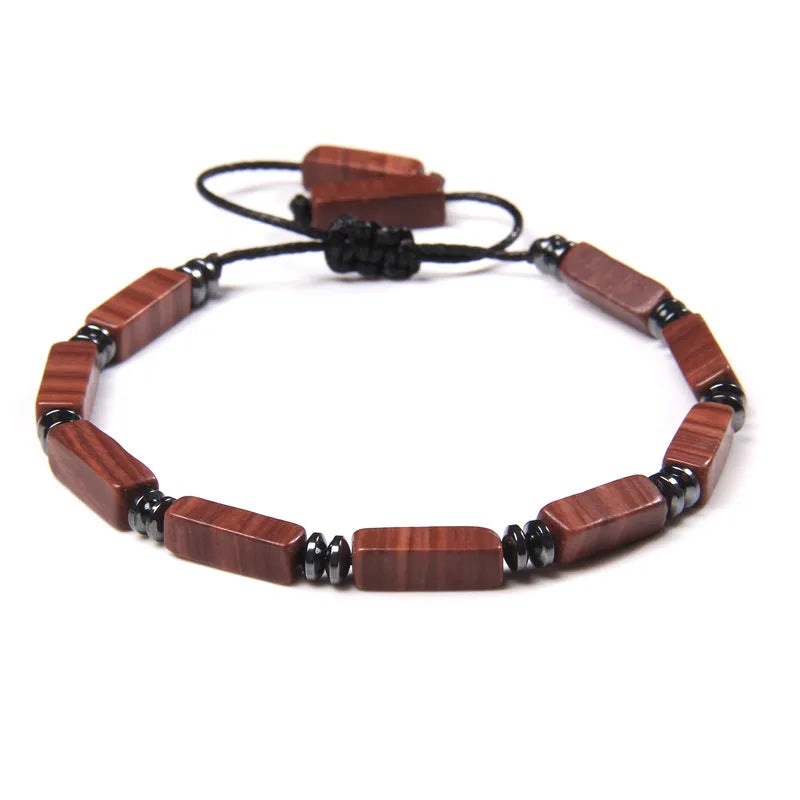 Tejesa Rectangle Shape Amethysts Bracelet Natural Stone Indian Agates Lapis Lazuli Adjustable Braided Bracelets For Women Men Jewelry