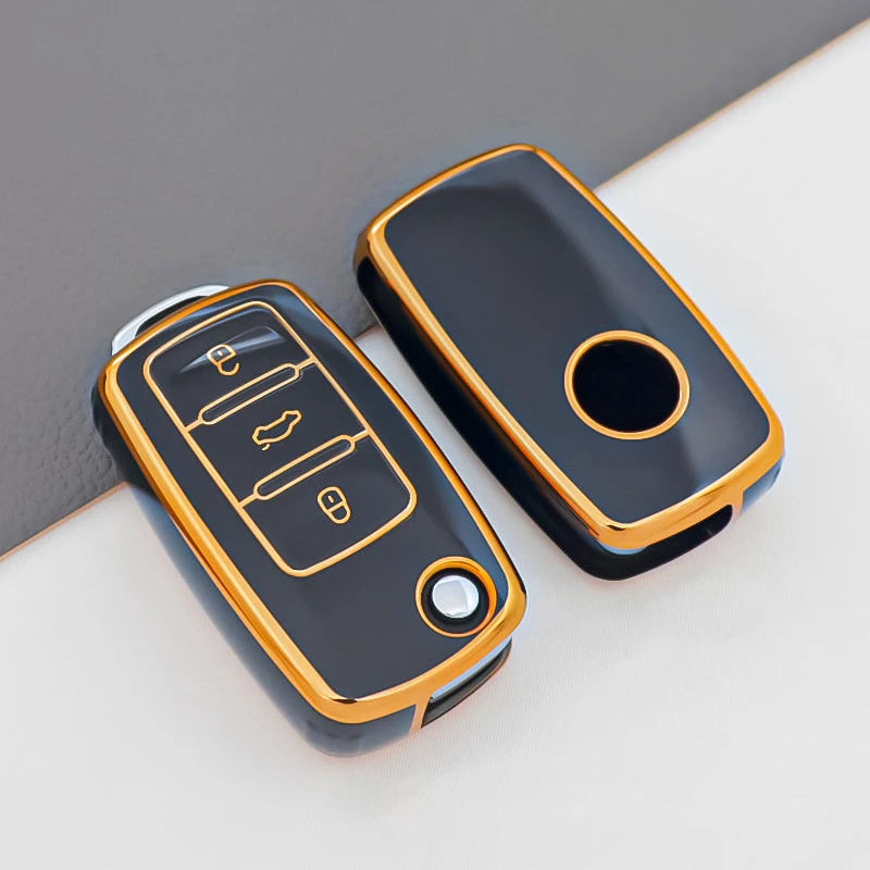 For VW Golf Polo Bora Beetle Tiguan for SKODA Fabia Superb for SEAT Leon Toledo Altea Ibiza TPU Remote Key Fob Case Cover
