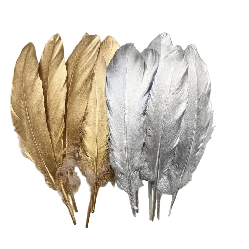 Tejesa 50pcs Goose Feathers Gold Silver Plume Craft Natural DIY Plumas Jewelry  Wedding Party Hats Home Decoration Accessories