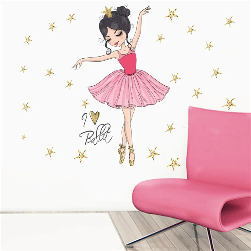Hemasa Girl star dance Wall Stickers/ Children Kids Bedroom  /Living Room Wall Decoration Sticker