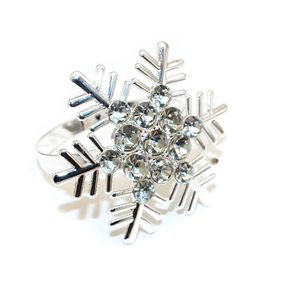 6Pcs Christmas Snowflake Napkin Rings for Table Setting Metal Napkin Holder for Home Winter Party Decor Navidad 2024 Noel ERC126