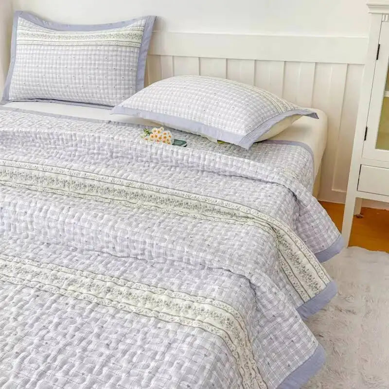 1Pc Purple Flower Bedspreads For Bed Thick Patchwork Blanket Single/Queen/King Floral Style Quilted Duvet Soft Bedspread