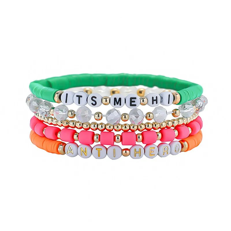 Hemasa 5pcs/set Bohemian Seed Bead Charm Bracelet Set for Women