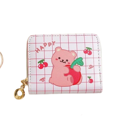 Hemasa PU Leather Girls Wallet /Cute Cartoon Zipper Card Holder/ Mini Clutch Wallet Key Chain Coin Purse