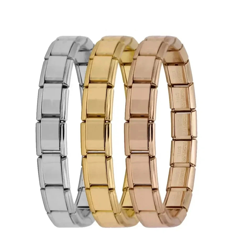 Heamsa  Itanlian Elastic Charm Bracelet Fashion Stainless Steel Bangle